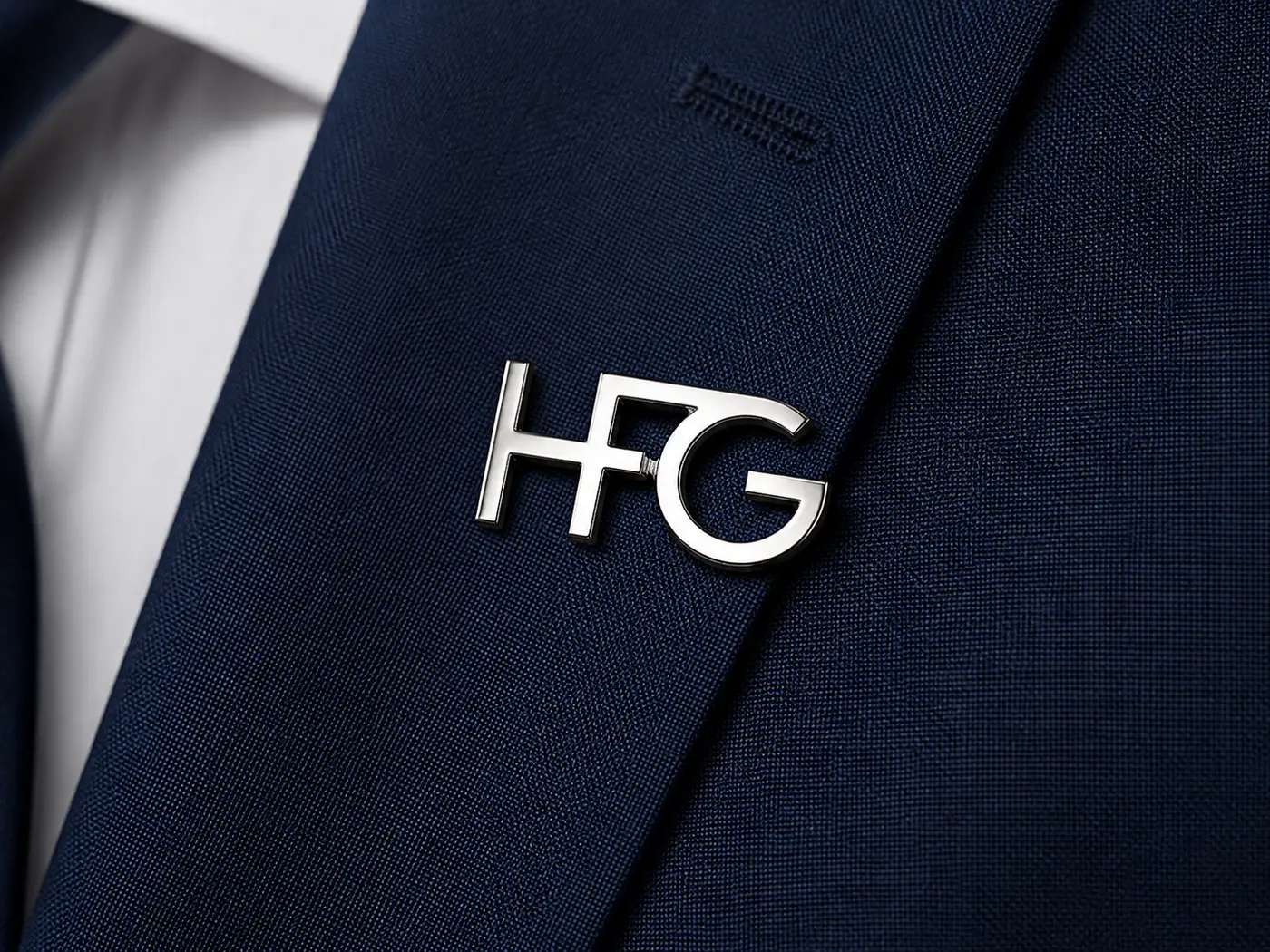 HFG-Anstecknadel am Revers eines Anzugs